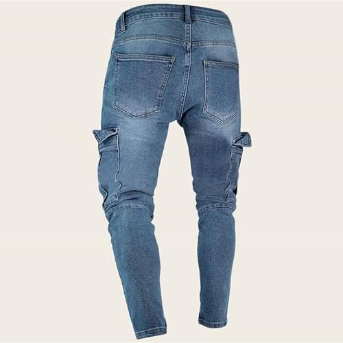 JEShifangjiusu Men's Slim Fit Stretch Jeans Distressed Destroyed Slim Fit Denim Pants Skinny Ripped Skinny Jeans for Men2