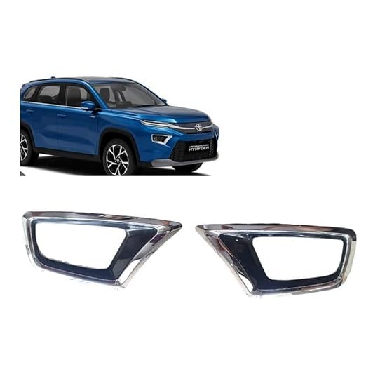 UNEESTORE Front Fog Lamp Cover/Grill Black WITH CHROME O.E Type Compatible With TOYOTA HYRYDER SET OF 2 PCS