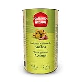 Capricho Andaluz - Aceitunas Manzanilla Rellenas de Anchoa Lata 4,1kg (2,5kg Escurrido) - Sabor Clásico de Aperitivo, Formato Profesional para Bares, Restaurantes y Caterings