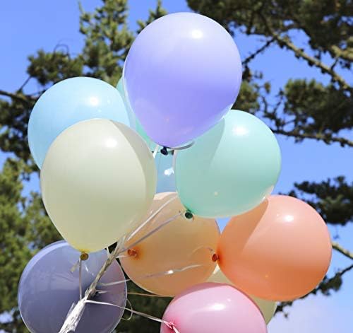 HomyBasic 12 in Assorted Pastel Color Balloons for Birthday Parties ( Pack of 100 with 50M Ribbon )