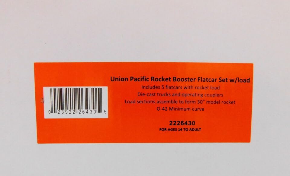 Lionel UP Rocket Booster Train FLATCAR w/Rocket Load 5 Pack O Gauge 2226430
