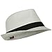 Solid Band Summer Straw Fedora - White Black S/M W20S58B
