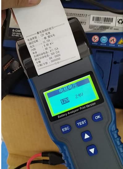 TM890A 12 V/24 V impreso. Probador de batería