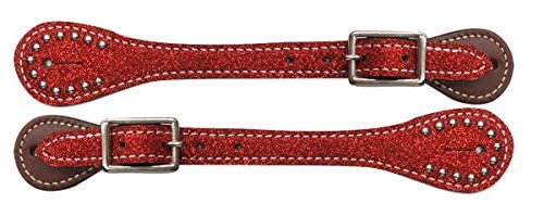 Showman Ladies Glitter Leather Spur Straps