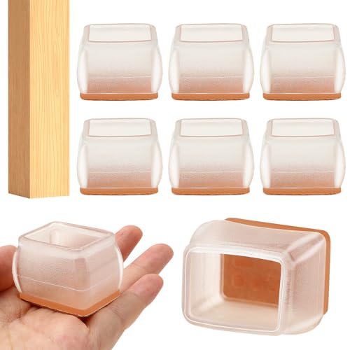 8 Stück Stuhlbeinkappen | stuhlbeinschoner rechteckig | schutzkappen für stuhlbeine | fußkappen für gartenstühle - Beseitigen Sie Geräusche und Kratzer, Fit Stuhlbein Breite 22-32mm,Länge 32-42mm