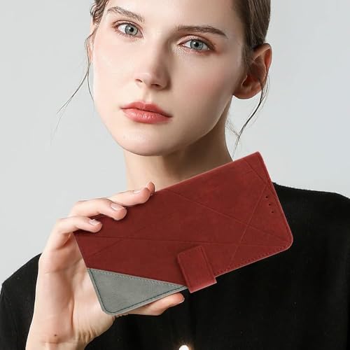 Image of amazon basics Redmi Note 14 Pro Plus 5G Flip Cover | Card Pockets Wallet & Stand | Flip Cover for Redmi Note 14 Pro Plus 5G (Red with Grey)