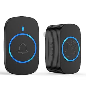 Wireless Doorbell, Mini Wireless Doorbell,IP65 Waterproof, 1050Ft Range 5 Volume Levels, 38 Chimes,LED Flashing Portable Door Bells for Home