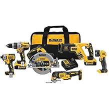 DEWALT Power Tools Set 20V MAX, 6 Tools Cordless Power Tool Combo Kit , 2 Batteries, Charger, Hammer Drill Driver, Impact Driver, Circular Saw, Reciprocating Saw, Oscillating Multi-Tool,LED DCK694P2