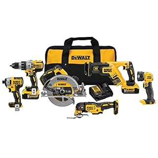 DEWALT Power Tools Set 20V MAX, 6 Tools Cordless Power Tool Combo Kit , 2 Batteries, Charger, Hammer Drill Driver, Impact Driver, Circular Saw, Reciprocating Saw, Oscillating Multi-Tool,LED (DCK694P2)