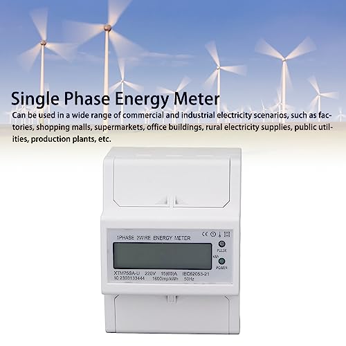 Medidor de Energia Monofásica, Plástico, Fácil de Transportar, Leve, de Alta Precisão, DC220V, Baixo