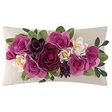 OiseauVoler Decorative 3D Flower Throw Pillow Covers Accent Floral Pillowcases for Couch Bed Home Living Room Farmhouse Decor 12x20 Inch Magenta