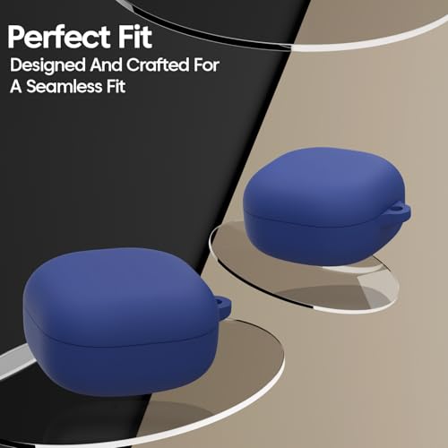 Image of Sounce Silicone Case Cover for Samsung Galaxy Buds Core, Buds FE, Buds 2 Pro & Buds Pro, Shockproof Anti-Slip Protective Skin with Metal Carabiner Keychain, Lightweight Earbuds Cover (Blue)