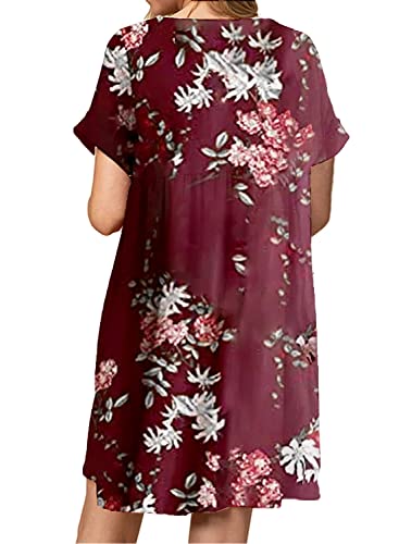 Image of Jayscreate Women's Baby Doll Dress Summer Casual Tunic Pleated Flowy Swing Short Sleeve Black V Neck Mini Dress