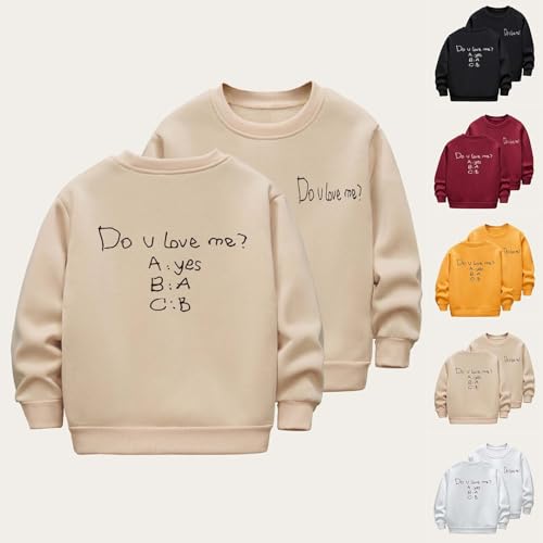 Girls Boys Funny Letter Print Fleece Sweatshirt Loose Long Sleeve T-Shirts Kids Casual Crewneck Basic Tee Tops for 2-12 Years2