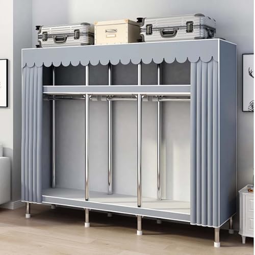 Generico Armadio in Tessuto Armadio Salvaspazio Armadio Tessuto con Robuste Aste Pensili Ripostiglio per Camera da Letto per Camera da Letto Soggiorno Armadio in Stoffa,A,160x45x170cm