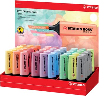 Rotulador stabilo boss fluorescente 70 pastel expositor de 45 unidades colores surtidos