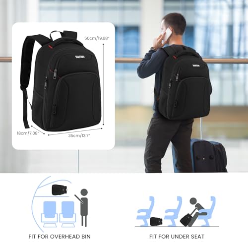 Backpack for Men Laptop Backpack with USB Charging Port for Work,School Backpack Waterproof for Teen Boys, Black Travel Backpack2