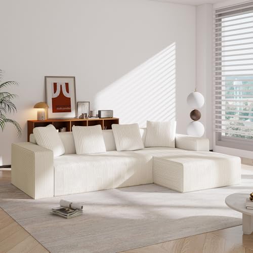 BXEYXE Sofá sin huesos totalmente comprimido,Sofá combinado en la nube con tumbonas en L, sofá modular moderno con asientos profundos, sofá acolchado para sala de estar y dormitorio