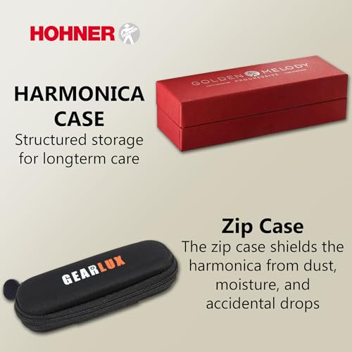 Hohner Golden Melody Harmonica – Key of C Bundle with Zip Case, Instructional Manual, and Austin Bazaar Polishing Cloth - Les Beatles, Paul McCartney, John Lennon, RIngo Starr, George Harrison Hohner Golden Melody Harmonica - Key of C Bundle with Zip Case, Instructional Manual, and Austin Bazaar Polishing Cloth – Image 5