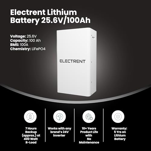 Image of 25.6V 100Ah Lithium-Ion Battery | Advanced LiFePO4 Battery for Home Inverter & Solar Backup | Wall-Mounted | Lightweight | Maintenance-Free | Long Life with 5-Year Warranty