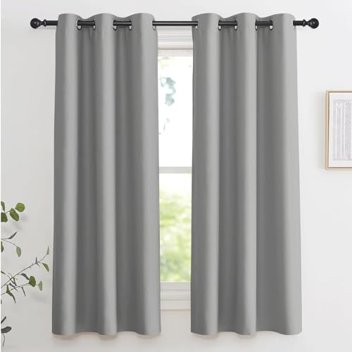 Blackout Curtains Eyelet 240 x 240 cm Energy Saving Thermal Insulated Thermal Pencil Pleat Blackout Tape Top with Eyelet for Window Treatment, Light Grey - Image 2