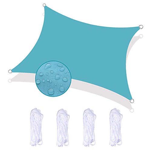Bluecool Sonnensegel Rechteckig 4X8m Schattenspender UV Schutz Wetterschutz Wasserabweisend Reißfestigkeit Windschutz Sonnenschutz für Terrasse Garten Camping, Blau