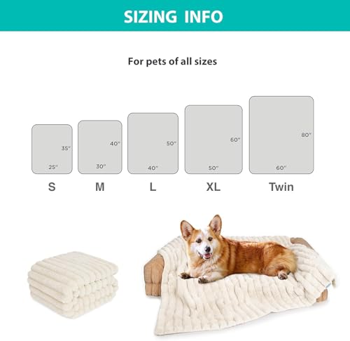 Waterproof Dog Blanket for Bed, Luxury Plush Washable Large Dogs Blankets for Furniture Protection, Super Soft Calming Pet Blanket for Indoors (Cream, 50"x60") - Image 7