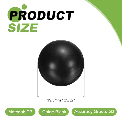 QUARKZMAN 10Stk PP Kunststoff Lagerkugeln 25/32 19.5mm Solide Kunststoffkugeln G2 Präzision Polypropylen Mini Kugeln Schwarz