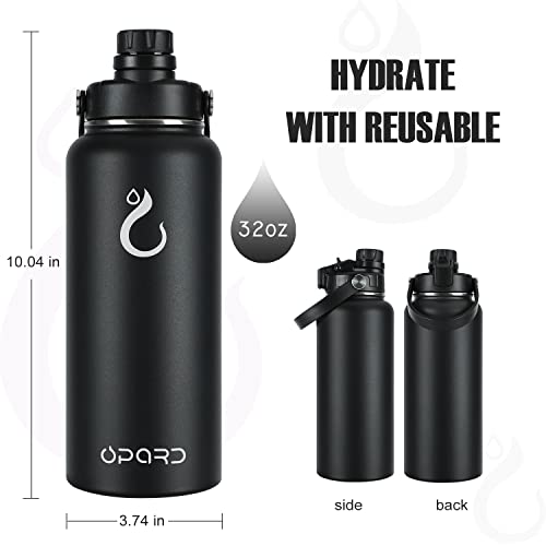 Opard Insulated Stainless Steel Water Bottle, 32Oz Reusable Metal Water Bottles With Straw And Spout, One Lid Dual-Use #TOP1