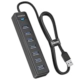 iDsonix USB Hub 3.0, 7 Ports USB Hub [0.5m] USB Verteiler Multiport Adapter USB Splitter 5Gbps Data for PC, Laptop, USB Flash Drives, Mobile HDD, and More
