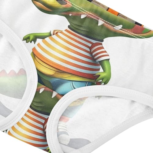 Girls Underwear Toddler 2t Cotton Panties for Girl Stylish Kids Briefs Undies Cute Cartoon Crocodile White4