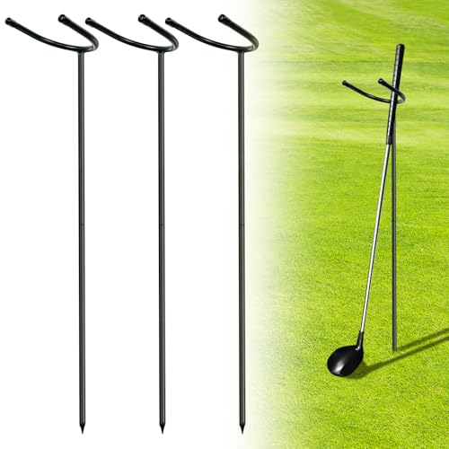 Support de club de golf amovible en U YEXEXINM - Lot de 3 piquets en métal pour le green