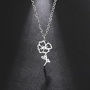 Kkjoy birth month flower necklace stainless steel 12 month birthday flower pendant necklace best friend necklace jewellery gifts for women  urban country home decor