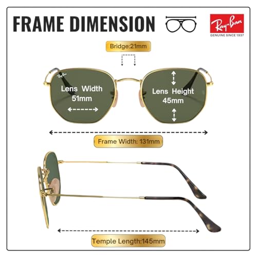 Image of Ray-Ban RB3548N HEXAGONAL FLAT LENSES Square-Round Shape Sunglasses for Men & Women with Official Eyewear Kit