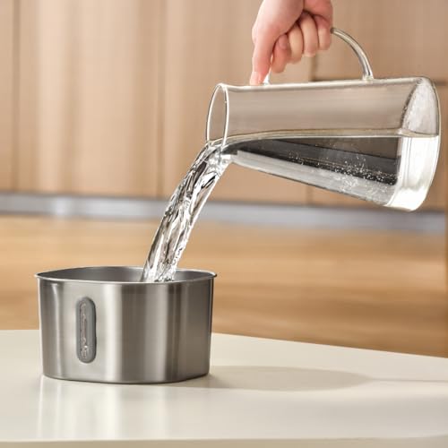 Image of KittySpout Stainless Steel Cat Water Fountain Automatic Drinking Fountain, Quiet Circulating Water Bowl, Dishwasher Safe, Indoor Pet Fountain for Hydrated Healthy Cats (Stainless Steel, 2.2L Corded)