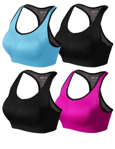 Image of Match Sports Bras for Women, Seamless Racerback Bra with Mid-Impact | Full Coverage Bras with Removable Pads, Soft & Breathable Fabric, Ideal for Yoga, Running, Workout, Pilates & Daily Wear