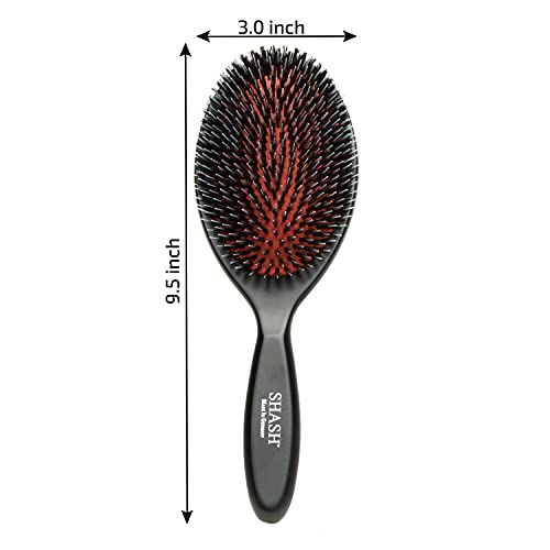 Since 1869 Hand Made In Germany - Nylon Boar Bristle Brush Suitable For Normal To Thick Hair - Gently Detangles, No Pulling Or Split Ends - Softens And Improves Hair Texture, Stimulates Scalp (Large) #TOP2