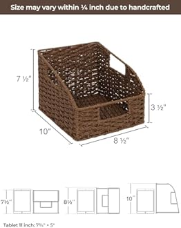StorageWorks Wicker Baskets for Organizing, Pantry Organizers and Storage, Round Paper Rope Storage Basket for Pantry Shelves, Counter, Brown, 2 Pack