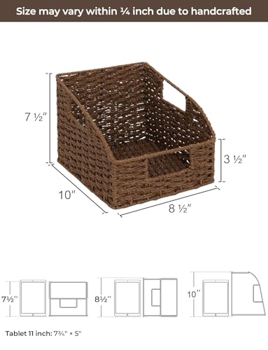 StorageWorks Wicker Baskets for Organizing, Pantry Organizers and Storage, Round Paper Rope Storage Basket for Pantry Shelves, Counter, Brown, 2 Pack
