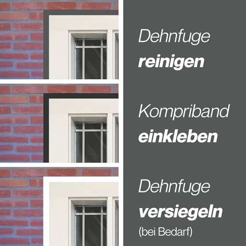 S&S-Shop Kompriband 8,0 m lang | 10/4 Grau | expandiert von 4 auf 20 mm - Fugenbreite 4-20 mm | Rollenbreite 10 mm | Acryl 300 | Fugendichband Quellband Komprimierband Klebeband Dichtungsband