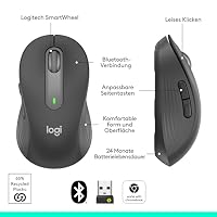 Logitech Signature M650 L Kabellose Maus - für große Hände, Leise Klicks, Anpassbare Seitentasten, Bluetooth, Kompatibilität mit mehreren Geräten - Grau – Ansicht 8