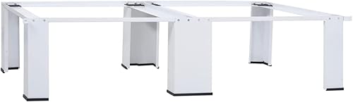 Miniatura 7 de Pedestal de lavandería para lavadora con estante extraíble, color blanco, 27.2 x 27.2 x 12.8 pulgadas, base de acero metálico, pedestal universal