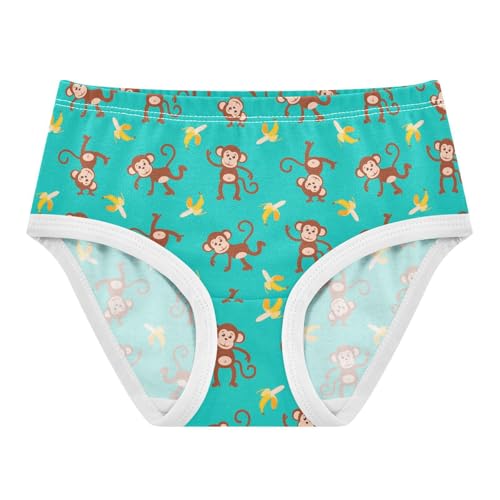 Girls' Underwear Cartoon Monkey Banana Cotton Stretch Comfort Toddler Panties