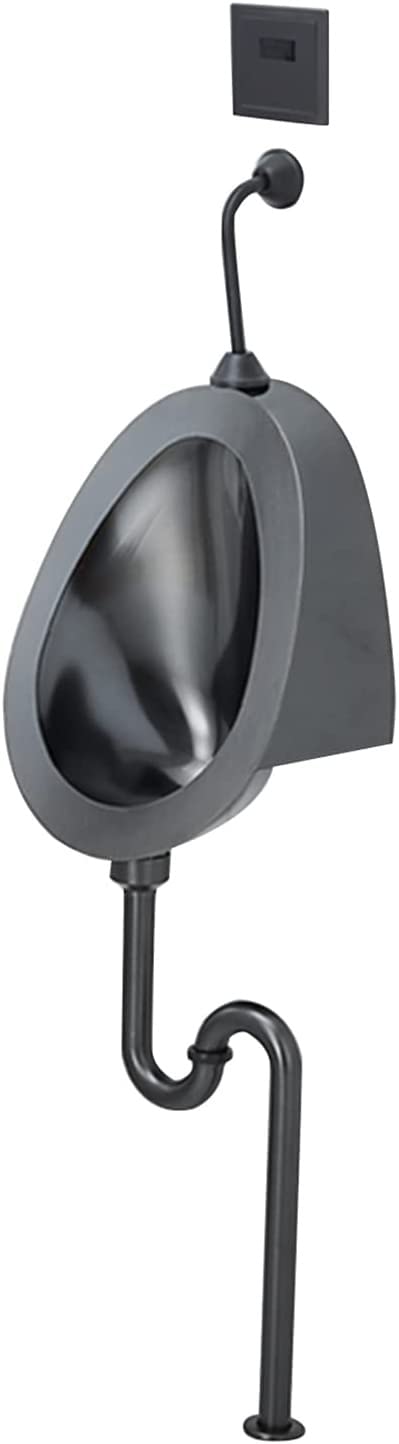 GTHTUHFD Wall-Mounted Stainless Steel Black Urinal, Automatic Sensor Urinal For Men Toilet Urine Diverter, Hotel/Airport High-Efficiency Flush Urinal, Anti-Splash And Odor- U,Ground row induction