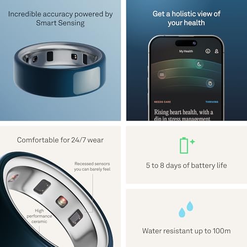 Image of Oura Ring 4 - Ceramic Midnight - Size 15 - Sleep, Activity, Women's Health, AI Advisor, Up to 8 Days of Battery Life, Size Before You Buy, Android & iOS Compatible