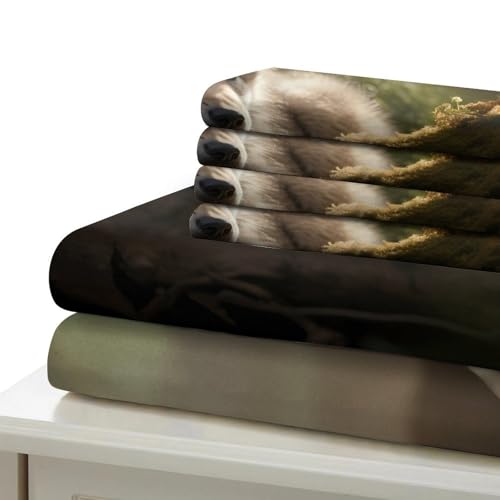 Housse de couette 140x200 louveteau 3D avec drap de couette microfibre