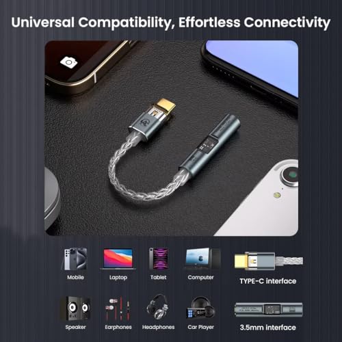 Image of SPARK USB-C to 3.5mm Portable DAC Dongle, CX31993 Hi-Res Audio Adapter 32bit /384khz, Compatible with iPhone 16 Series /15 Series, Galaxy S25 /S24 Ultra /S24 & Other Type C Phones (Black)
