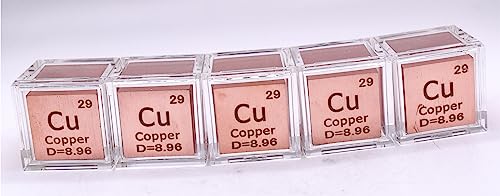 Image of 1 inch 25.4mm Copper Metal Cube Cu up to 99.9% Pure Periodic Table Element Engraved Density Collection Science Education Display Block Cube + Acrylic Case Box - 1PC