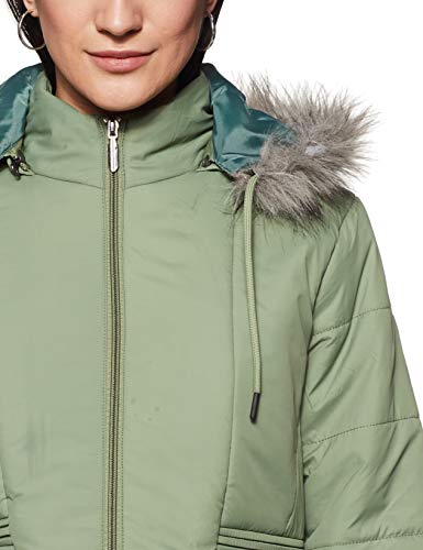 Image of Qube By Fort Collins Women's Medium-Length Bomber Jacket with Detachable Hood - Stylish Winterwear for All-Day Comfort