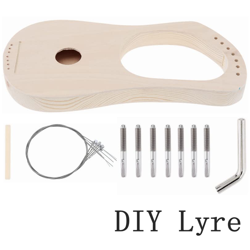 OriGlam KBI_31V Lyre Harp 7 String DIY Kit, Make Your Own Bass Wood, Lyres Wood String Lyre Harp